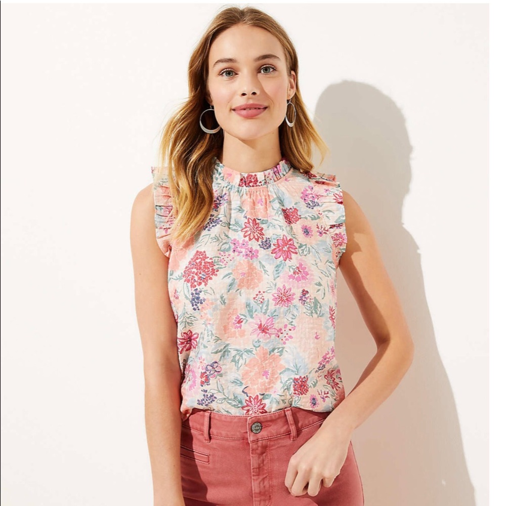 Loft Floral Ruffle Shell
